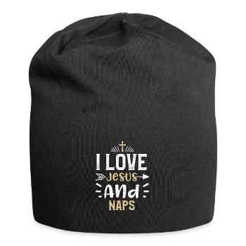 I Love Jesus And Naps - Jesus - Jersey-Beanie - Schwarz - Vorne