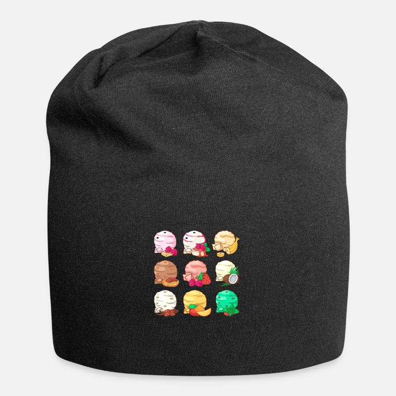 Eis Speiseeis Eiskrem Eiscreme Kugeleis Eisbecher - Jersey-Beanie - Schwarz