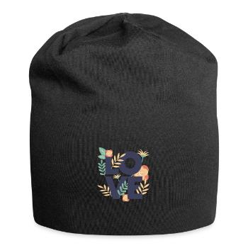 Love amour motif belles fleurs plantes fleur - Bonnet en jersey - noir - Devant