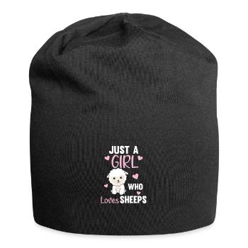 Nur ein Mädchen das Schafe liebt - süßes Schaf - Jersey-Beanie - Schwarz - Vorne