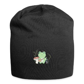 Cottagecore esthétique grenouille dans la forêt avec banjo - Bonnet en jersey - noir - Devant