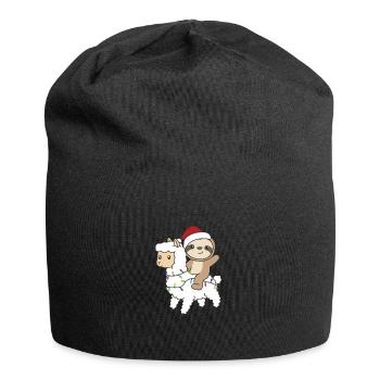 Faultier Lama Weihnachten Schnee Winter Faultiere - Jersey-Beanie - Schwarz - Vorne