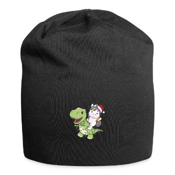 Dinosaurier Weihnachten Einhorn Winter T-Rex Dino - Jersey-Beanie - Schwarz - Vorne