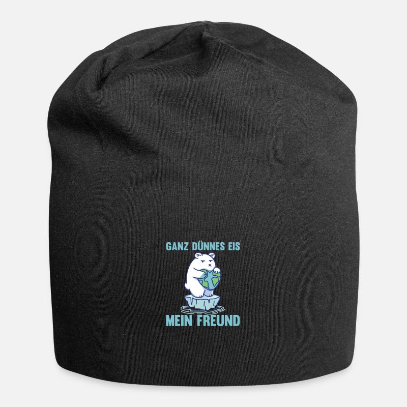 Eisbär dünnes Eis mein Freund lustig - Jersey-Beanie - Schwarz