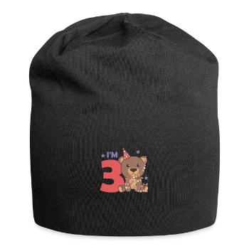 Bear for the third birthday for children 3 years old - Jersey Beanie - black - Front