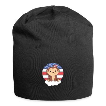 Affe für den vierten Juli amerika Flagge USA - Jersey-Beanie - Schwarz - Vorne