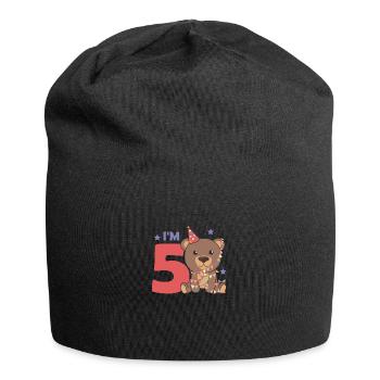 Ours pour le cinquième anniversaire pour les enfants de 5 ans - Bonnet en jersey - noir - Devant