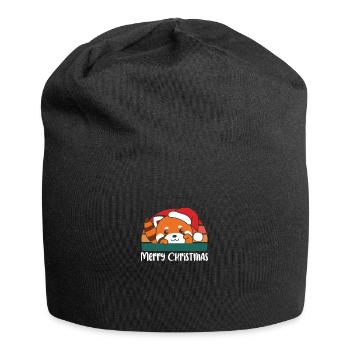 merry Christmas Retro Rote Panda Weihnacht - Jersey-Beanie - Schwarz - Vorne
