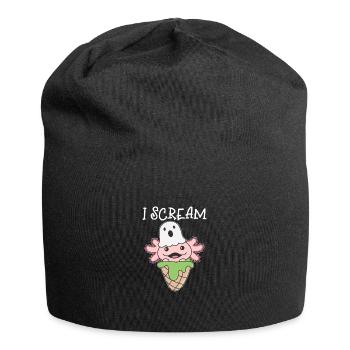 Axolotl Halloween Geist I Scream Eis Wortspiel - Jersey-Beanie - Schwarz - Vorne