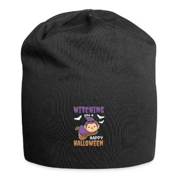 Affe Hexe Hexen Witching you a Happy Halloween - Jersey-Beanie - Schwarz - Vorne