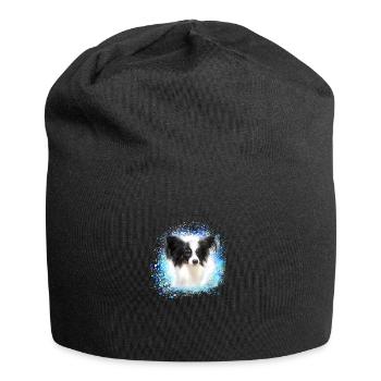 papillon,chien,spitz,zwergspitz,pompon - Bonnet en jersey - noir - Devant