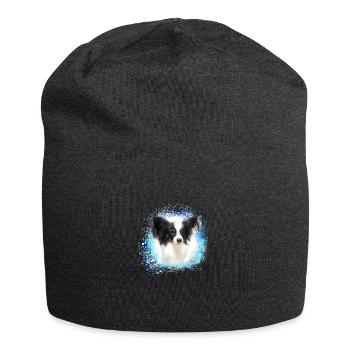 papillon,chien,spitz,zwergspitz,pompon - Bonnet en jersey - charbon - Devant