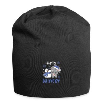 Elefant Hello Winter schneemann schnee weihnachten - Jersey-Beanie - Schwarz - Vorne