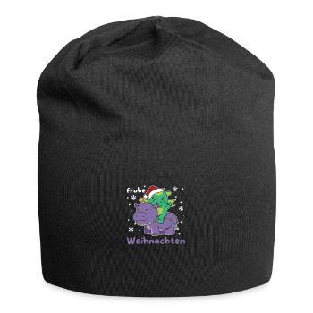 Weihnachts Hippo Drache frohe Weihnachten Hippo - Jersey-Beanie - Schwarz - Vorne