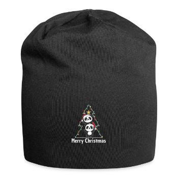 Panda Arbre de Noël Animaux de Noël Pandas - Bonnet en jersey - noir - Devant