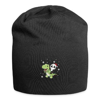 Panda Trex Christmas Snow Winter Animals - Jersey Beanie - black - Front