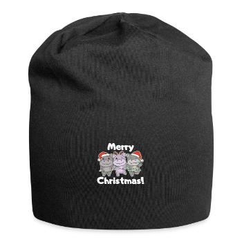 Hippopotames de Noël Animaux Mignons Hippopotames Joyeux Noël - Bonnet en jersey - noir - Devant