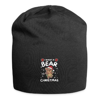 I want a bear for Christmas cute bears - Jersey Beanie - black - Front