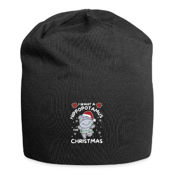 Ich will ein Flusspferd zu Weihnachten süße Hippos - Jersey-Beanie - Schwarz - Vorne