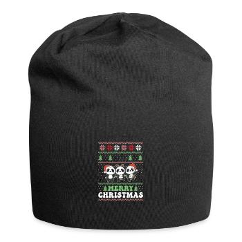 Merry Christmas retro ugly christmas Panda - Jersey Beanie - black - Front