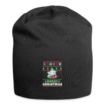 Joyeux Noël rétro moche Noël Axolotl - Bonnet en jersey - noir - Devant