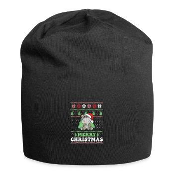 Merry Christmas retro ugly christmas Hippo - Jersey Beanie - black - Front