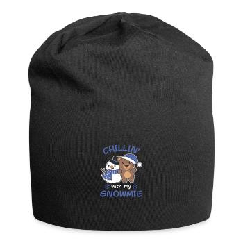 Bear Chillin with my snowmie snowman - Jersey Beanie - black - Front