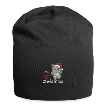 Nashorn Weihnachten Nashörner my 1st Christmas - Jersey-Beanie - Schwarz - Vorne