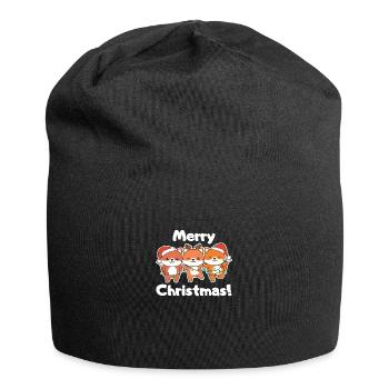 Renard Animaux de Noël Renards Joyeux Noël - Bonnet en jersey - noir - Devant