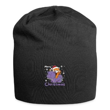 Christmas Hippo Red Panda Merry Christmas Hippo - Jersey Beanie - black - Front