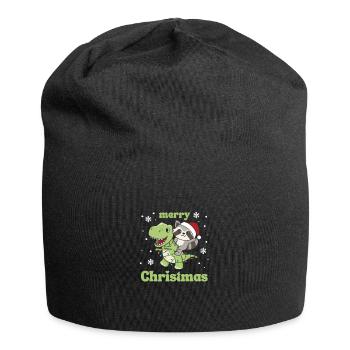Raccoon Trex Christmas Snow Winter Animals - Jersey Beanie - black - Front