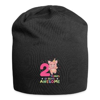 Cochon pour 2ème anniversaire Enfants de deux ans - Bonnet en jersey - noir - Devant