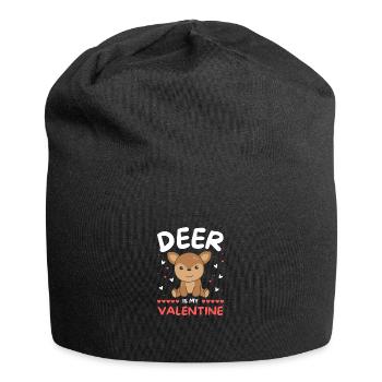 Cerf pour la Saint-Valentin animaux mignons avec des cœurs - Bonnet en jersey - noir - Devant
