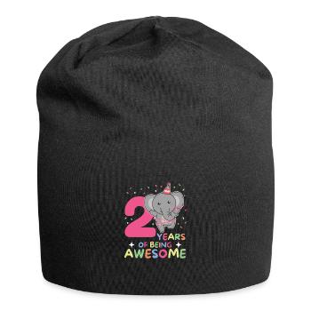 Elefant zum 2. Geburtstag Kinder zwei Jahre alt - Jersey-Beanie - Schwarz - Vorne