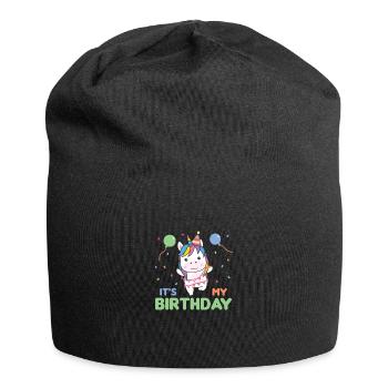 Unicorn for children's birthday it's my birthday - Jersey Beanie - black - Front
