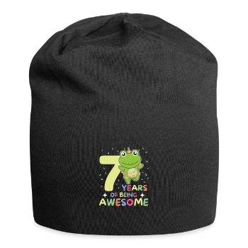 Frog for 7th birthday Children seven years old - Jersey Beanie - black - Front