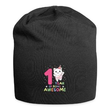 Cat for 1st birthday for children one year old - Jersey Beanie - black - Front