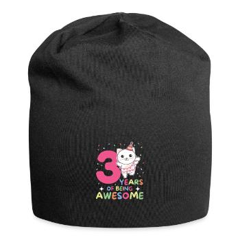 3rd birthday cat Children three years old - Jersey Beanie - black - Front