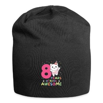 8th birthday cat Children eight years old - Jersey Beanie - black - Front