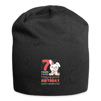 Hase zum 7. Geburtstag Kinder sieben Jahre alt - Jersey-Beanie - Schwarz - Vorne