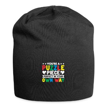 autism awareness Puzzle piece perfect in your way - Jersey-Beanie - Schwarz - Vorne