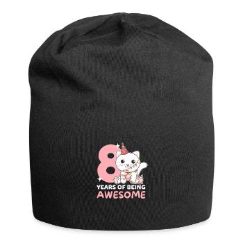 8th birthday cat Children eight years old - Jersey Beanie - black - Front