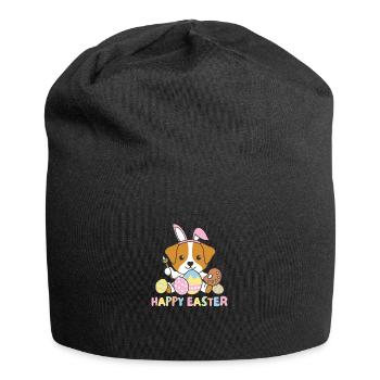 happy easter cute jack rusll Easter dogs - Jersey Beanie - black - Front