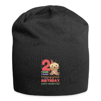 Otter zum 2. Geburtstag Kinder zwei Jahre alt - Jersey-Beanie - Schwarz - Vorne
