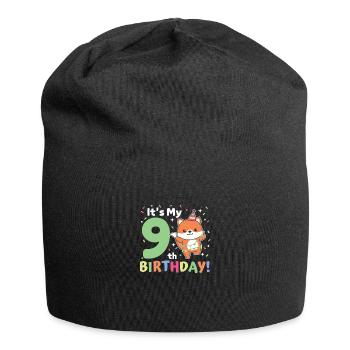 Fuchs zum 9. Geburtstag Kinder neun Jahre alt - Jersey-Beanie - Schwarz - Vorne