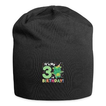 Drache zum 3. Geburtstag Kinder drei Jahre alt - Jersey-Beanie - Schwarz - Vorne