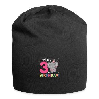 Eléphant pour les enfants de 3ème anniversaire de trois ans - Bonnet en jersey - noir - Devant