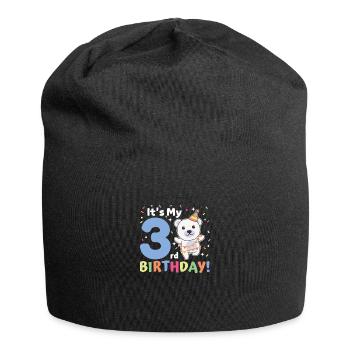 Polar bear for 3rd birthday children three years old - Jersey Beanie - black - Front