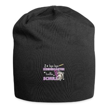 bye bye Kindergarten hallo Schule Waschbär - Jersey-Beanie - Schwarz - Vorne