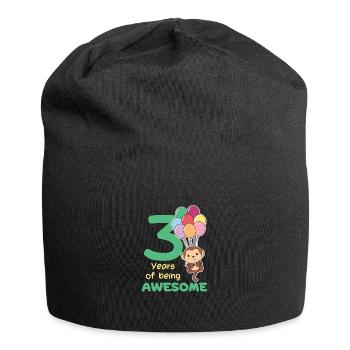 Affe zum 3. Geburtstag Kinder drei Jahre alt - Jersey-Beanie - Schwarz - Vorne